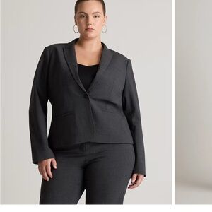 Quince NWT Italian Wool Dark Gray Coal Blazer